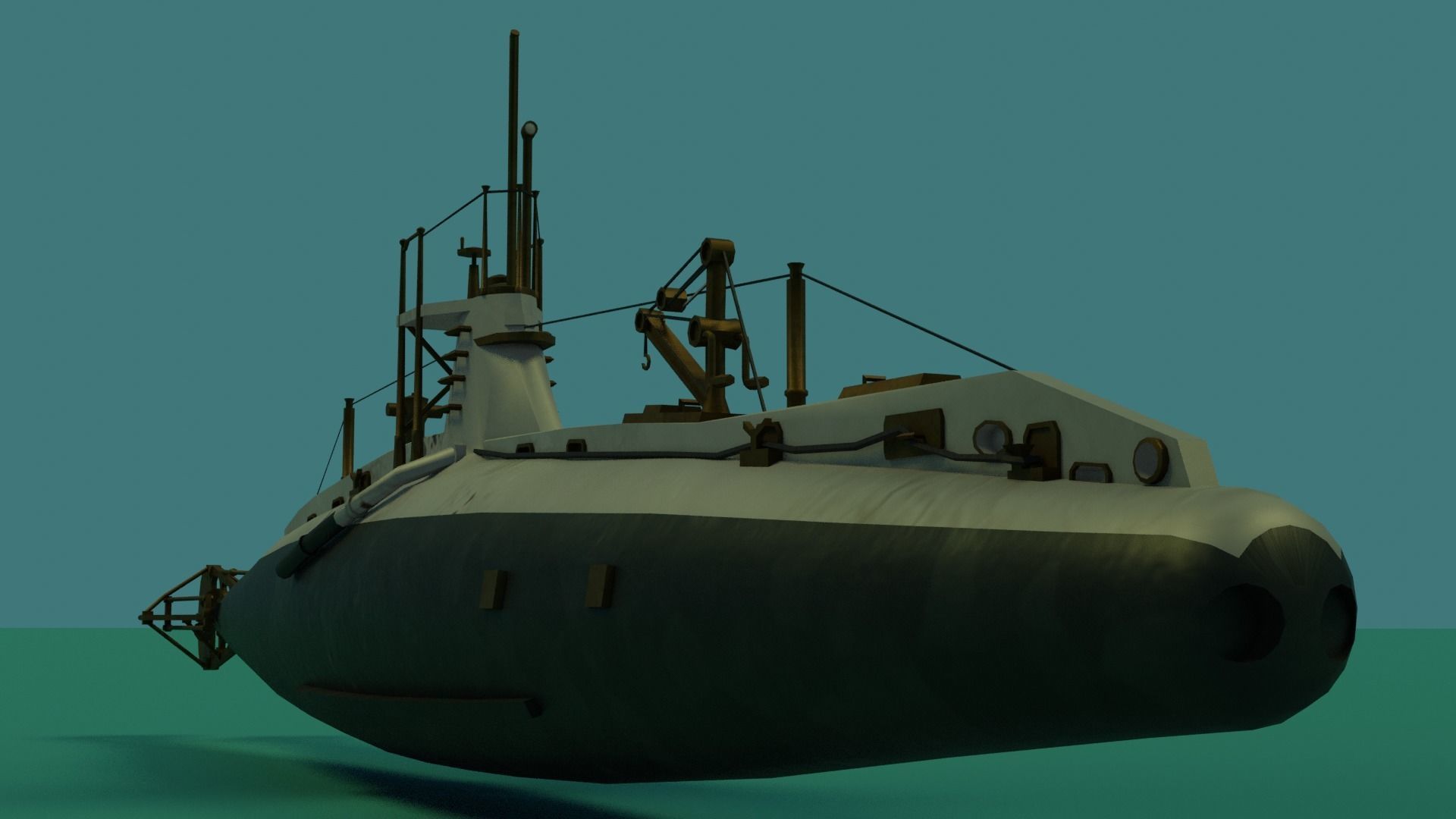 HMS A 13 Sub Low-poly 3D model_15