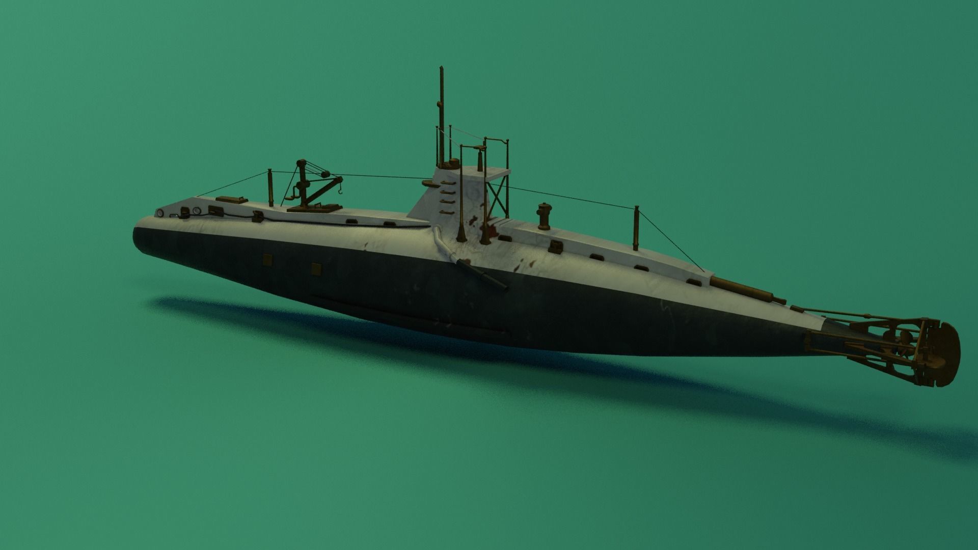 HMS A 13 Sub Low-poly 3D model_4