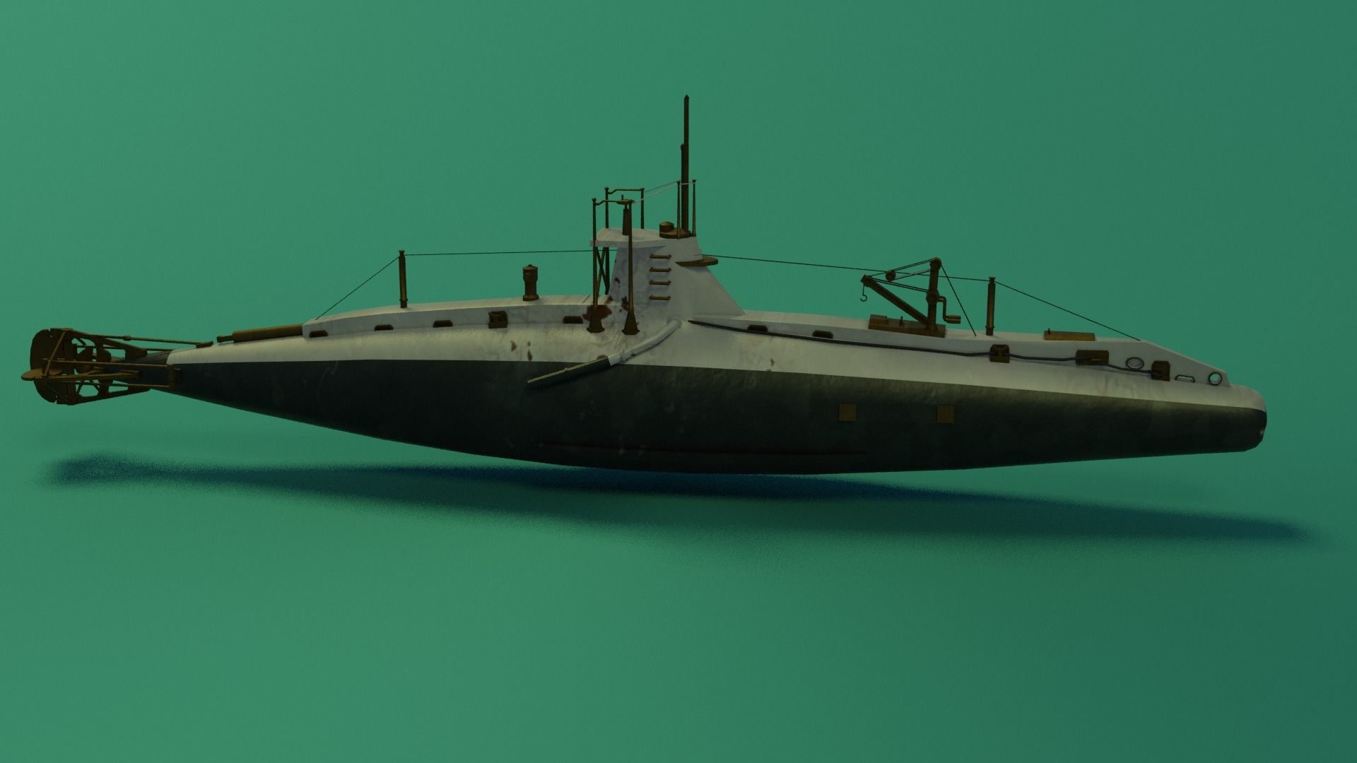 HMS A 13 Sub Low-poly 3D model_7