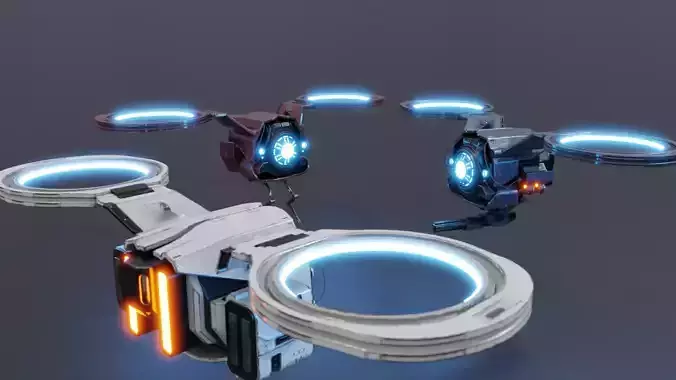 Sci-Fi Drones Low-poly 3D model