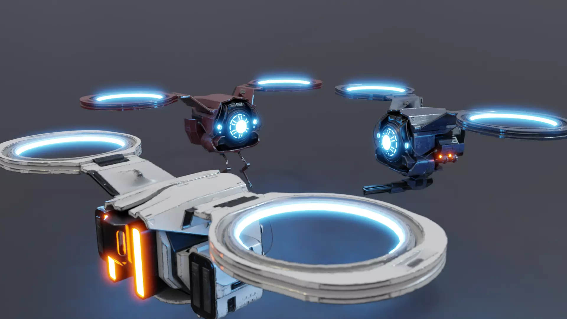 Sci-Fi Drones Low-poly 3D model_0