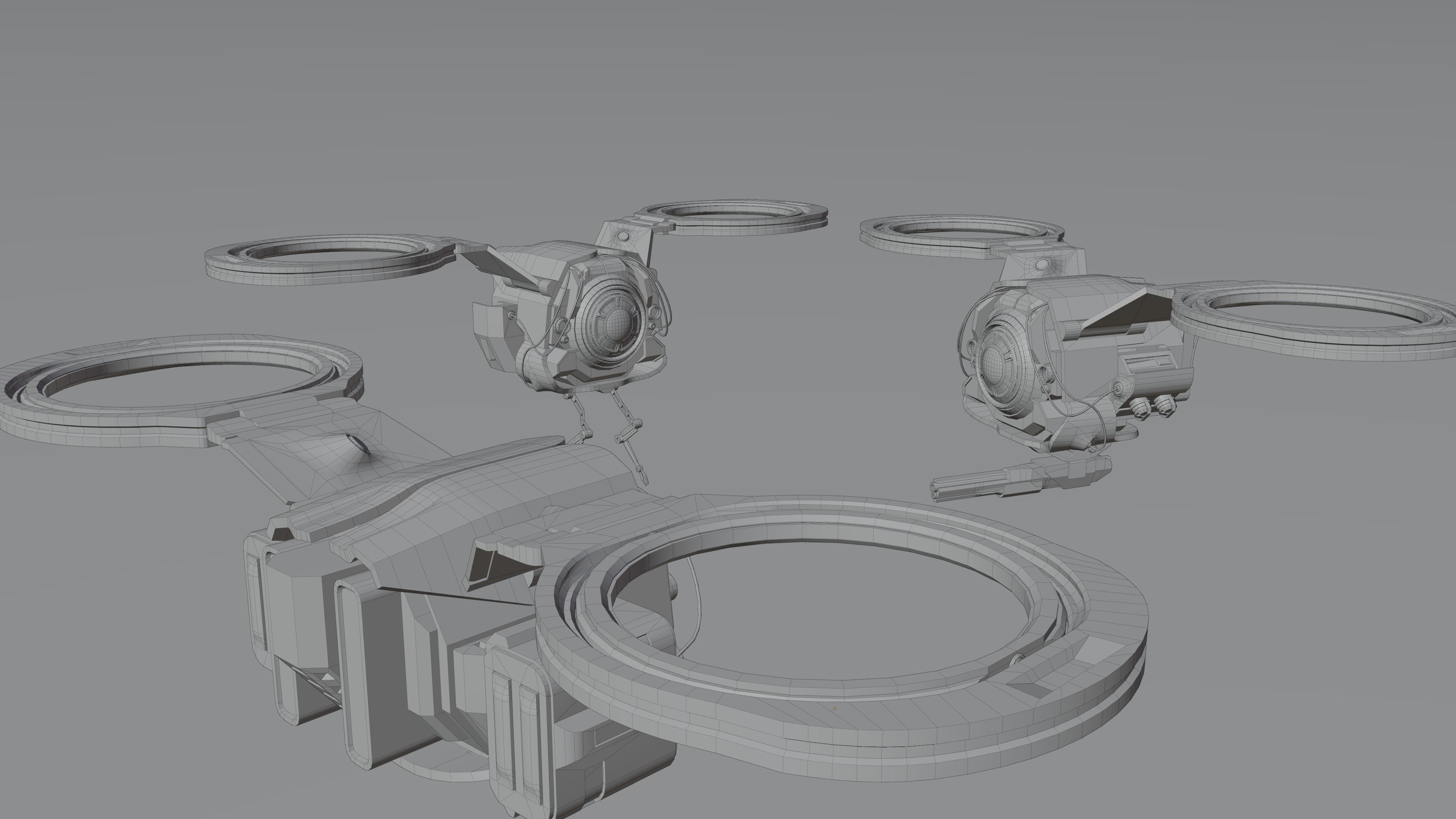 Sci-Fi Drones Low-poly 3D model_5