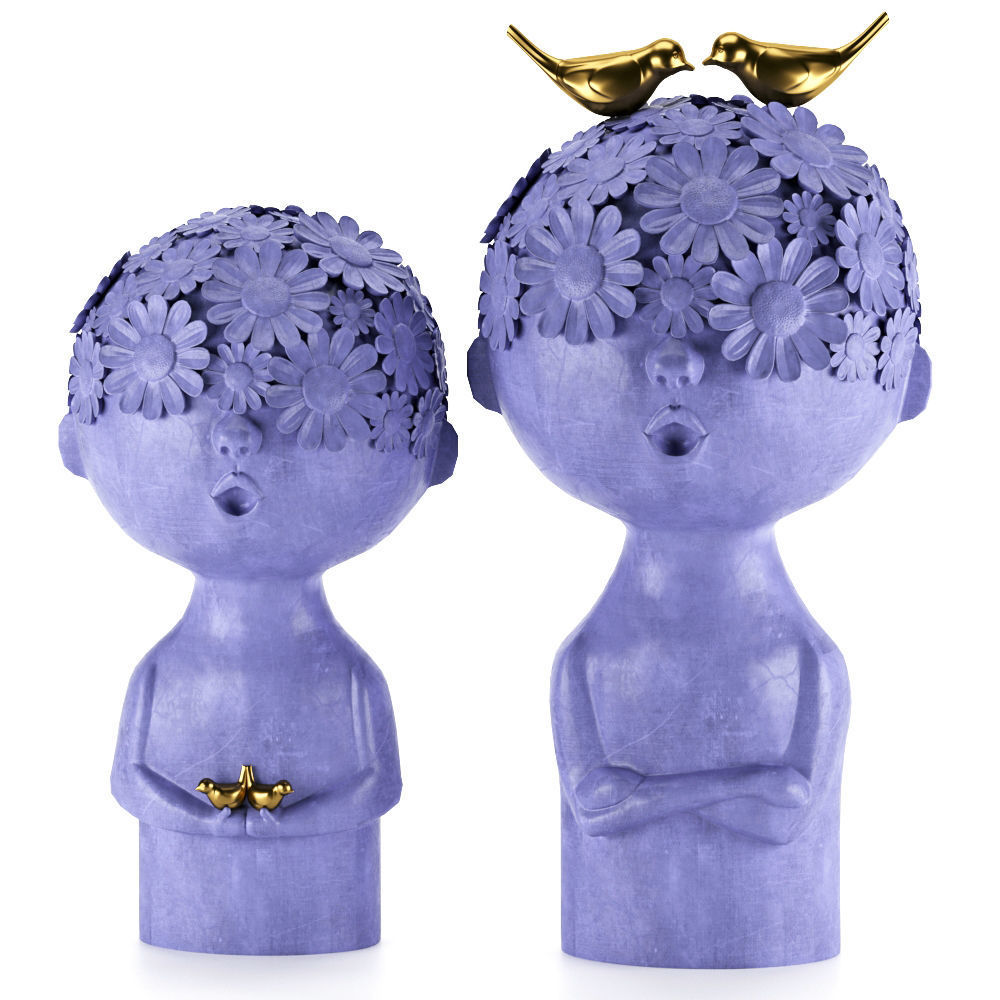 Vases two figurines 3D model_1