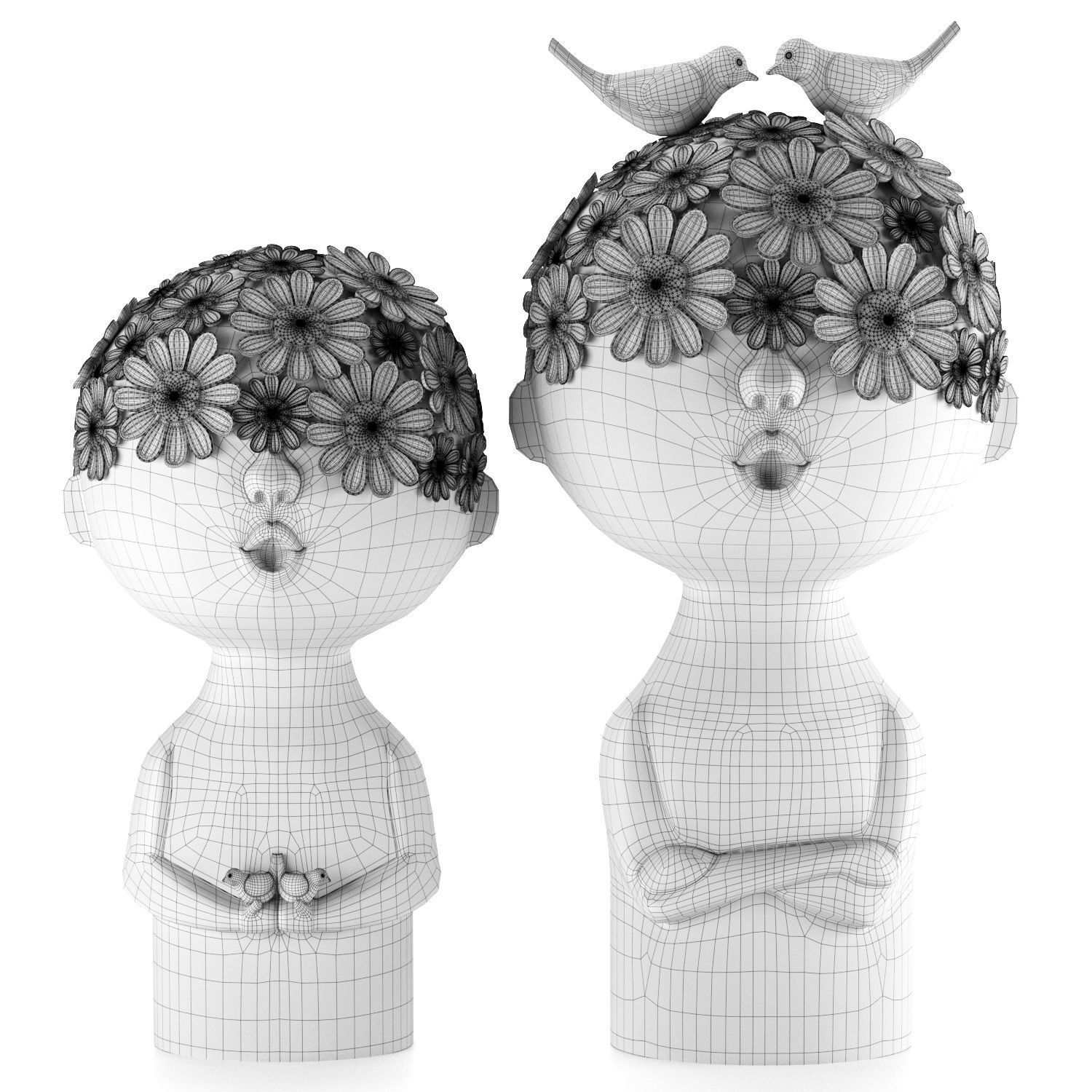 Vases two figurines 3D model_2