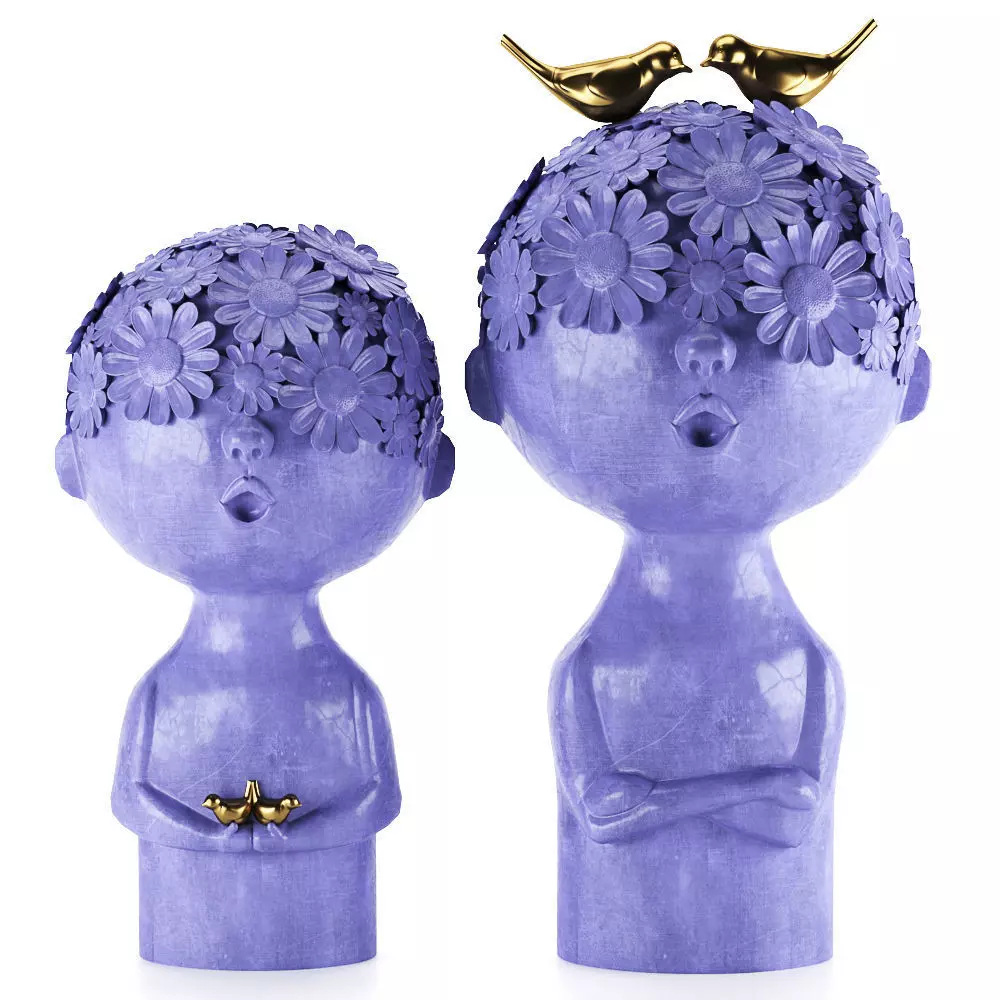 Vases two figurines 3D model_0