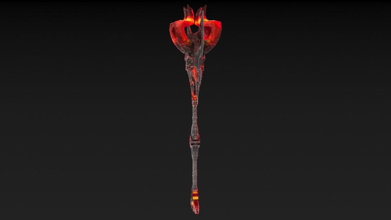 Viking Axe Skull 002 Low-poly 3D model_11