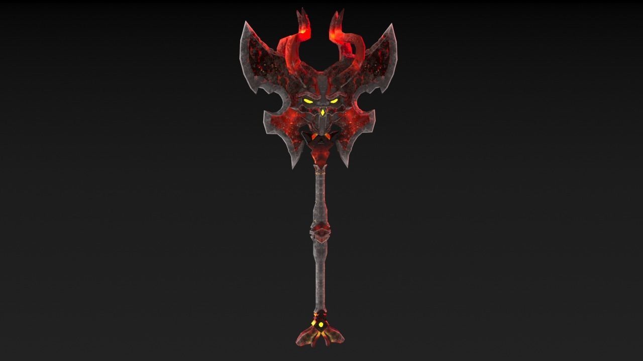 Viking Axe Skull 002 Low-poly 3D model_2