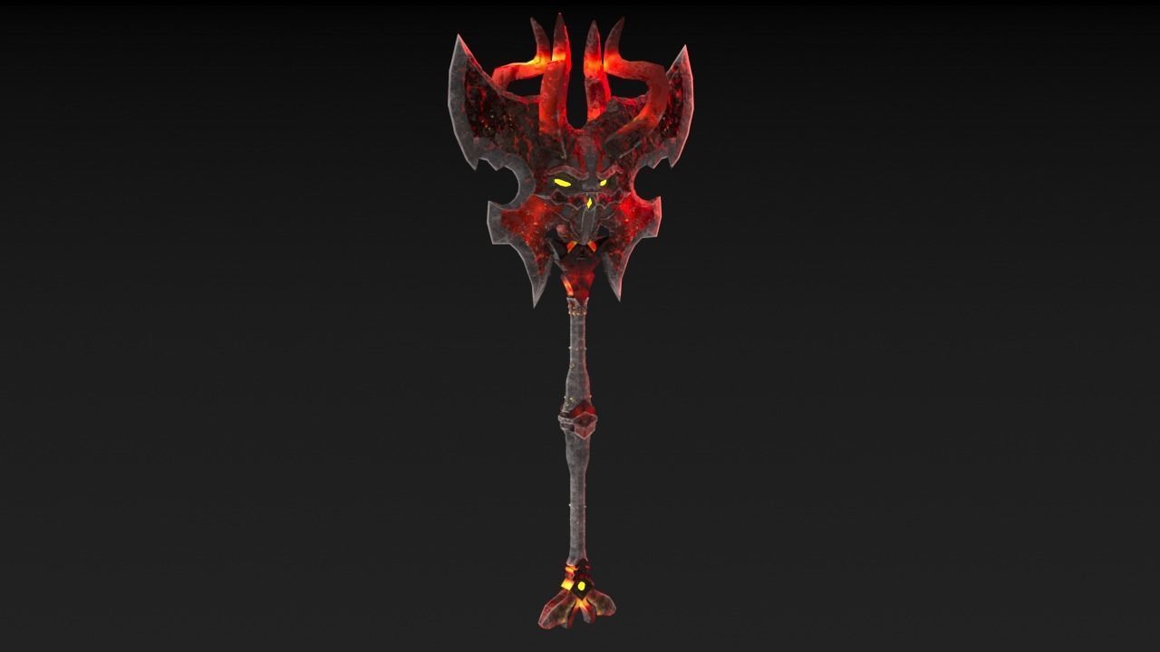 Viking Axe Skull 002 Low-poly 3D model_35