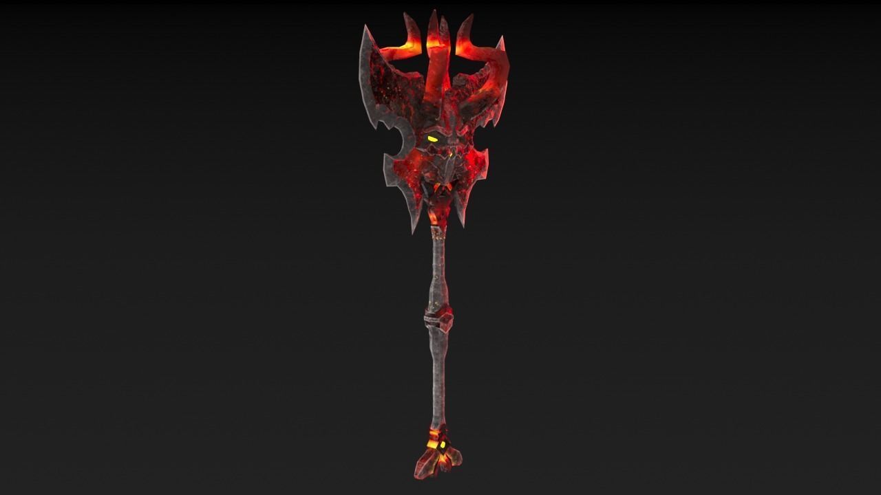 Viking Axe Skull 002 Low-poly 3D model_16