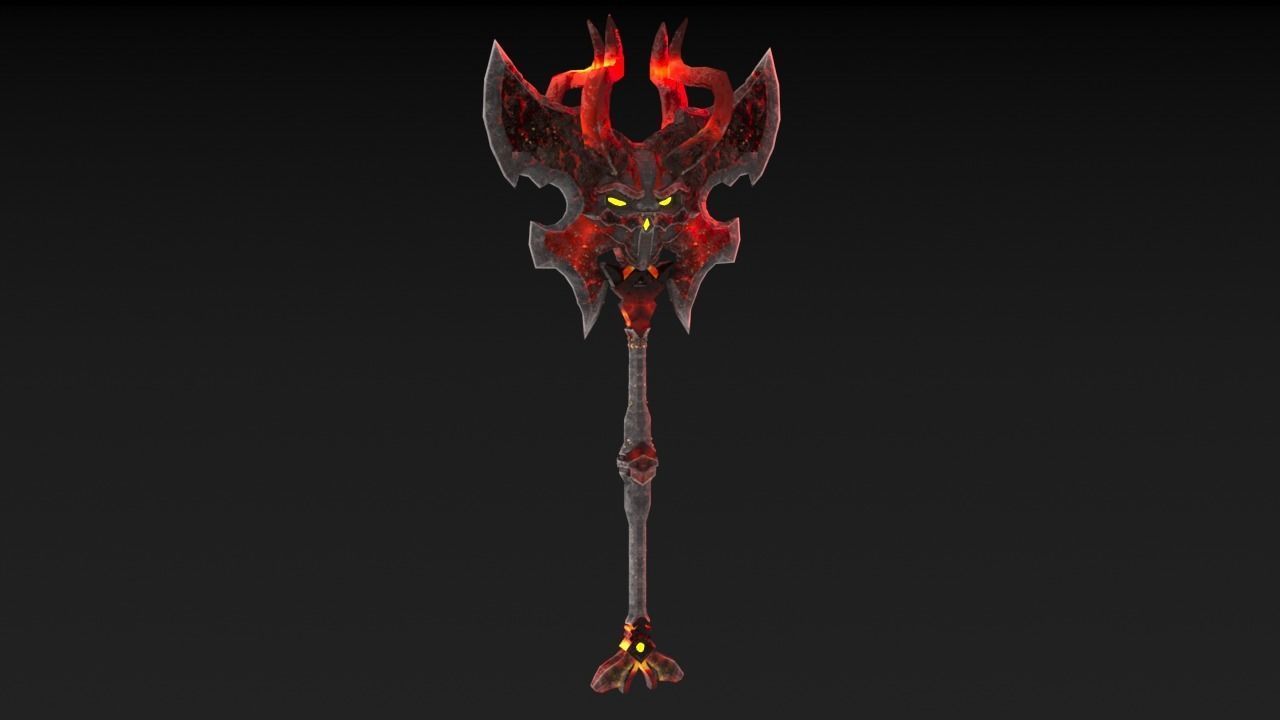 Viking Axe Skull 002 Low-poly 3D model_36