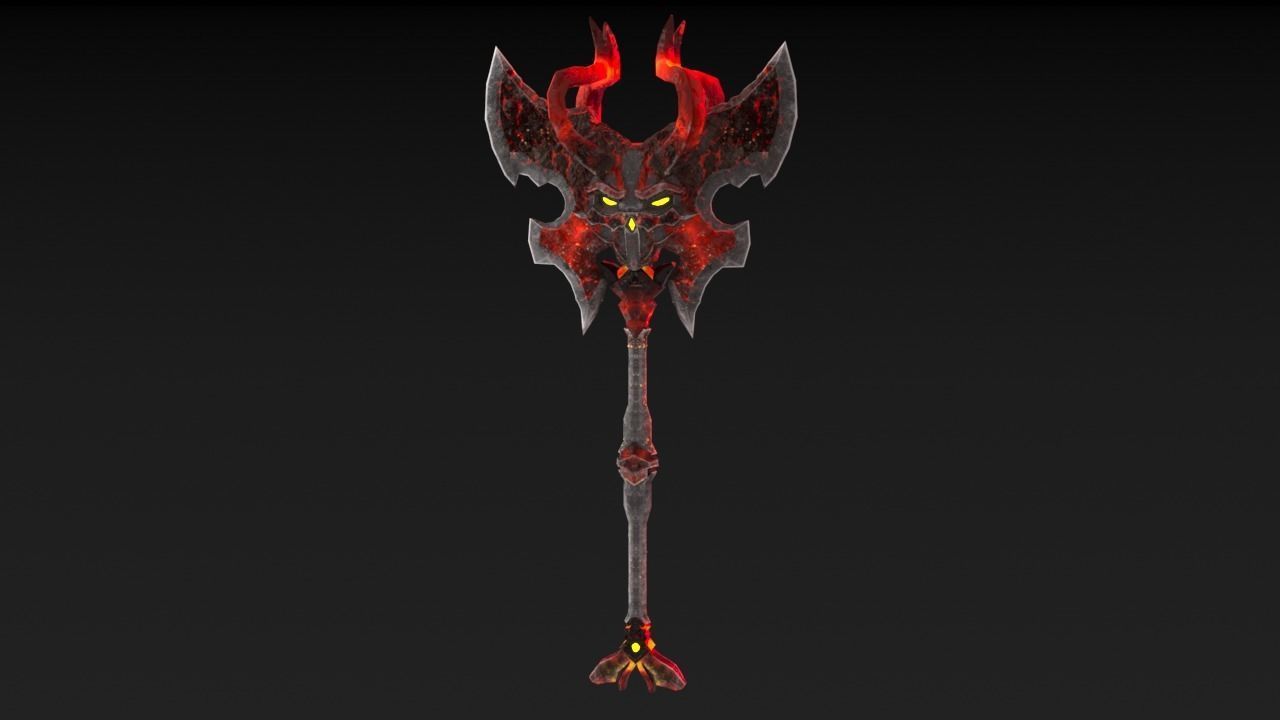 Viking Axe Skull 002 Low-poly 3D model_22