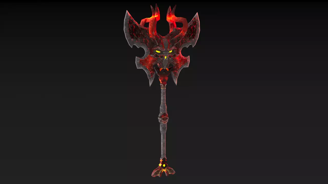 Viking Axe Skull 002 Low-poly 3D model_0