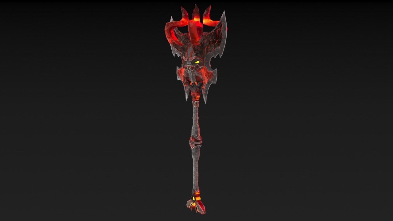 Viking Axe Skull 002 Low-poly 3D model_26