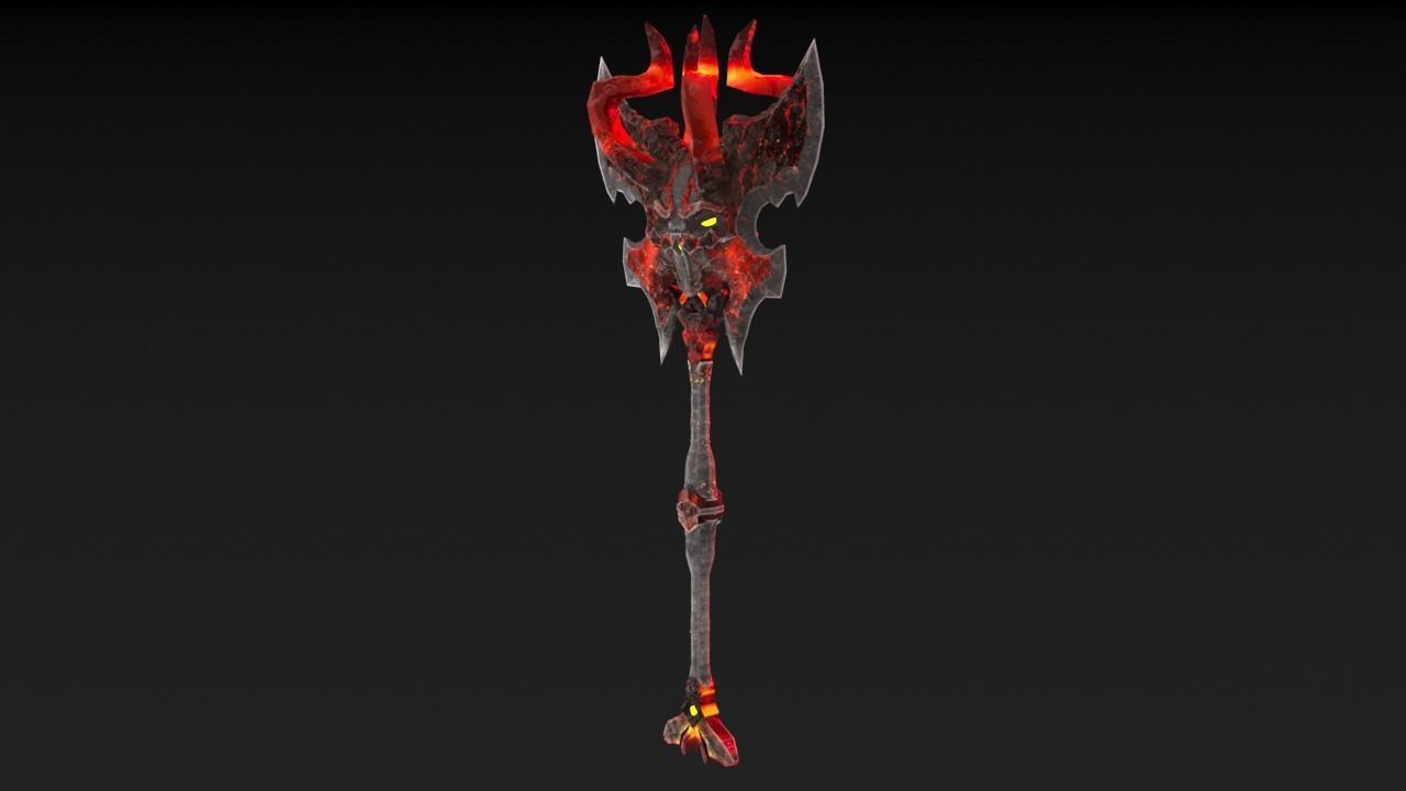 Viking Axe Skull 002 Low-poly 3D model_8