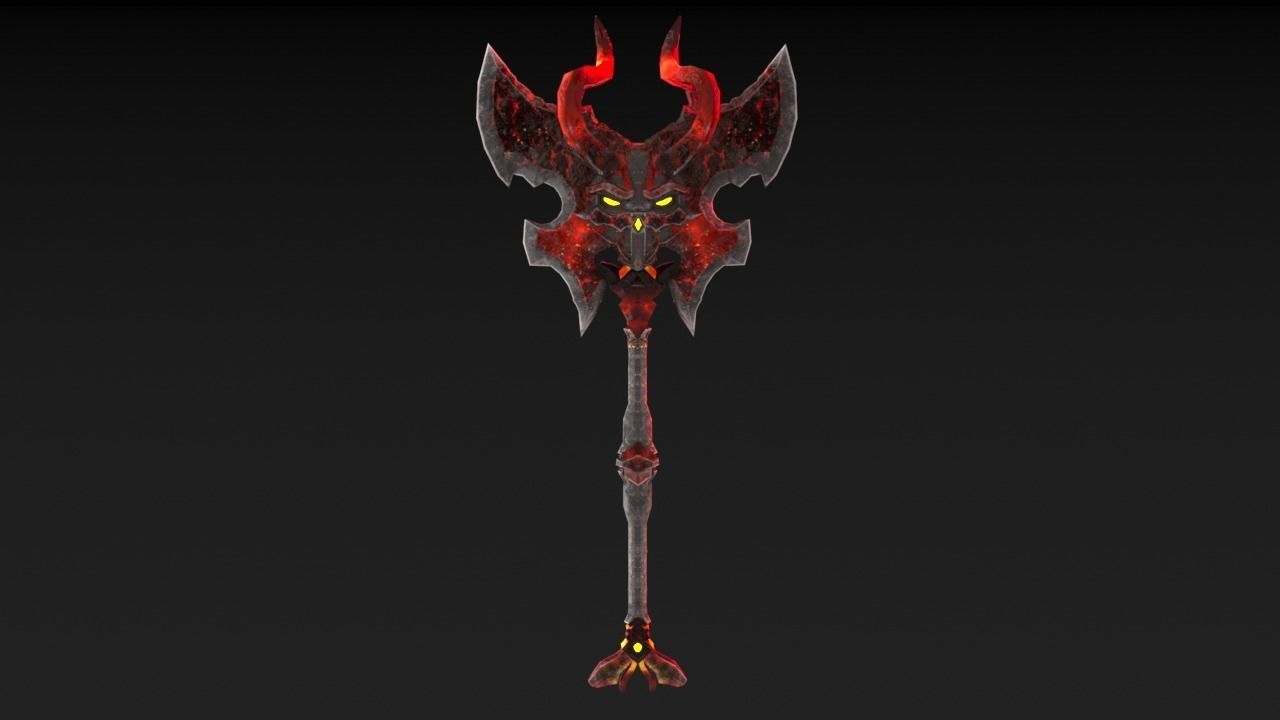 Viking Axe Skull 002 Low-poly 3D model_3