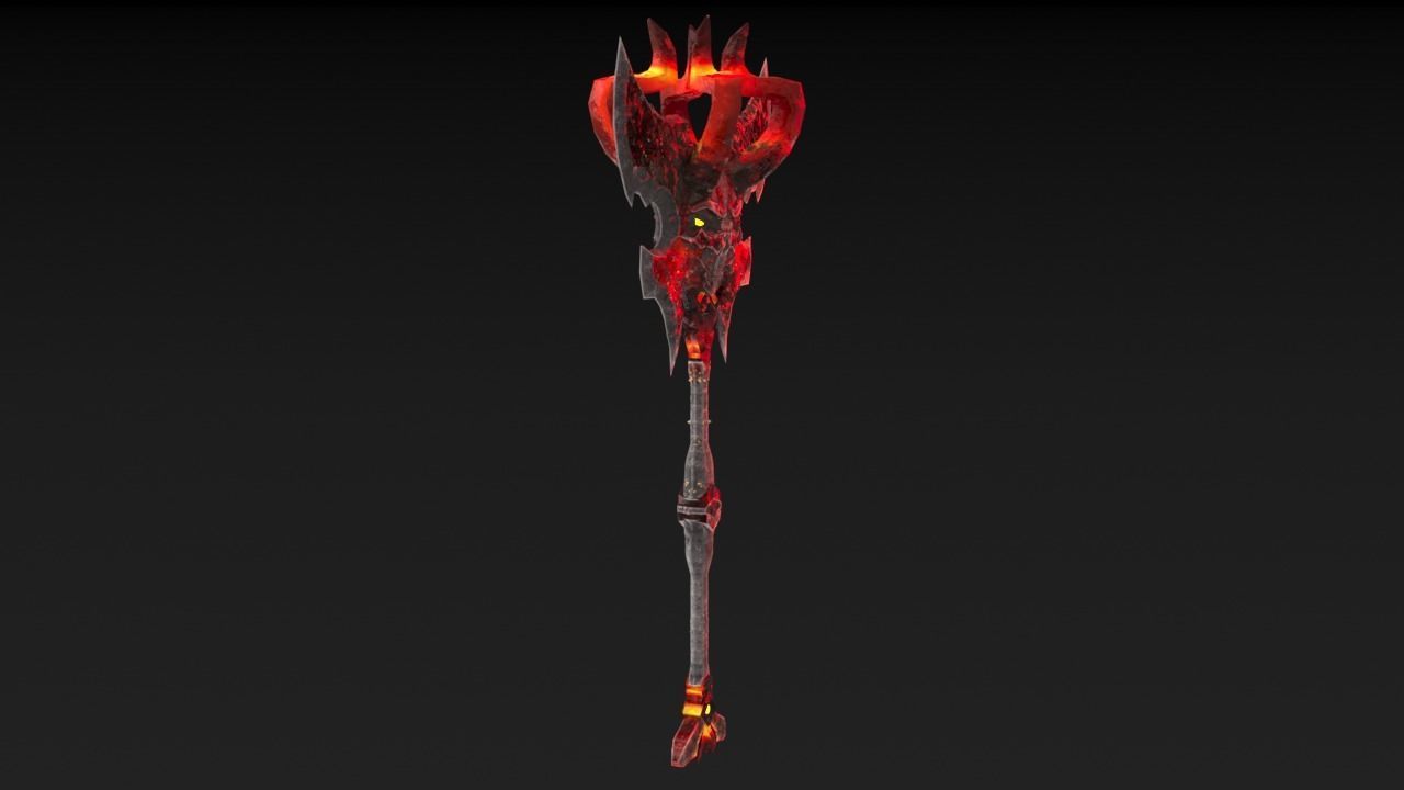 Viking Axe Skull 002 Low-poly 3D model_32