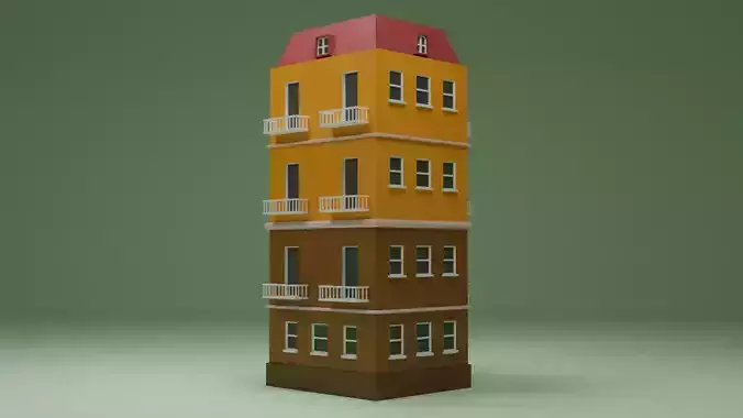 Cartoon four-story building