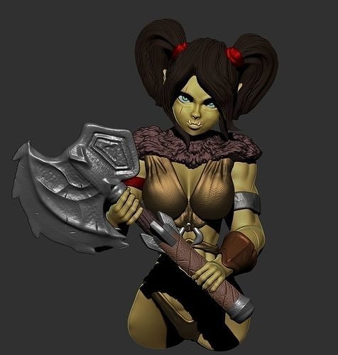 female Orc warrior from RPG fantasy  3D print model