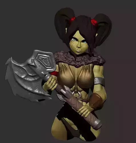 female Orc warrior from RPG fantasy 