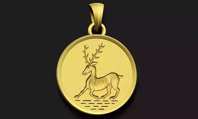 Deer Engraving Pendant 3D print model
