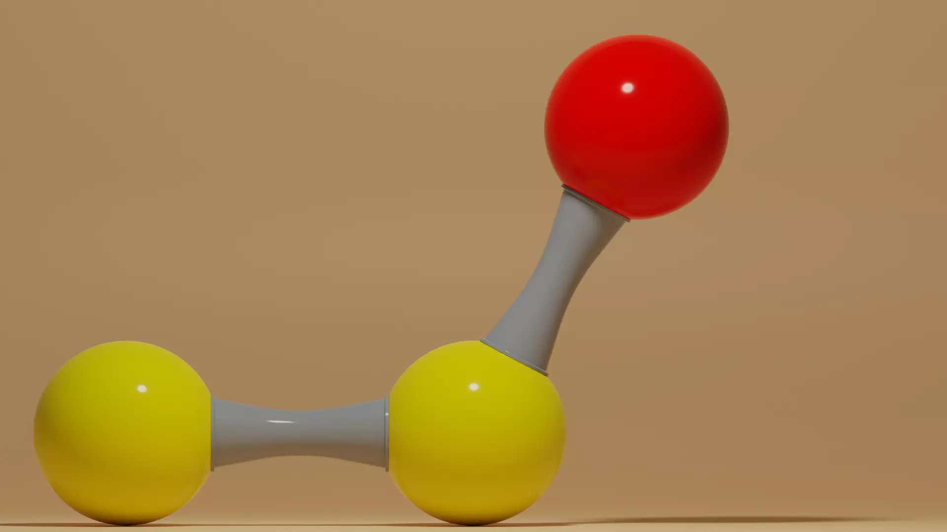 Disulfur Monoxide Molecule S2O Low-poly 3D model