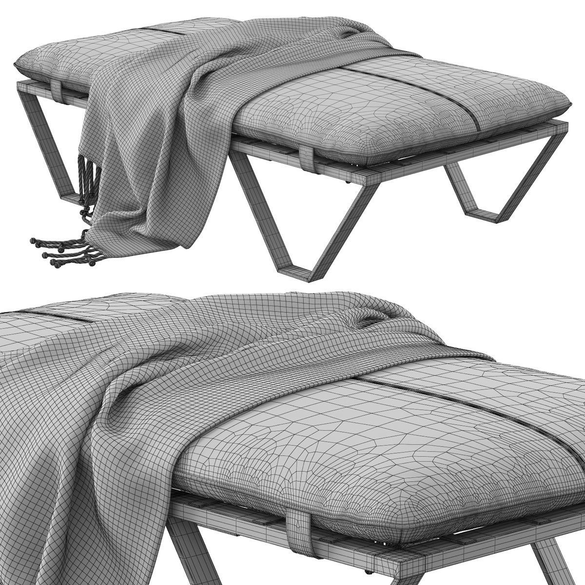 Darrow Tan Leather Ottoman 3D model_3