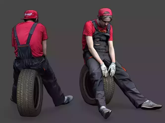 Stylized Car Mechanic Character 3D model