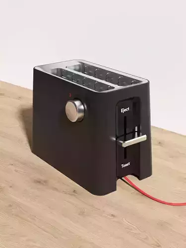 Toaster on wooden table 3D model