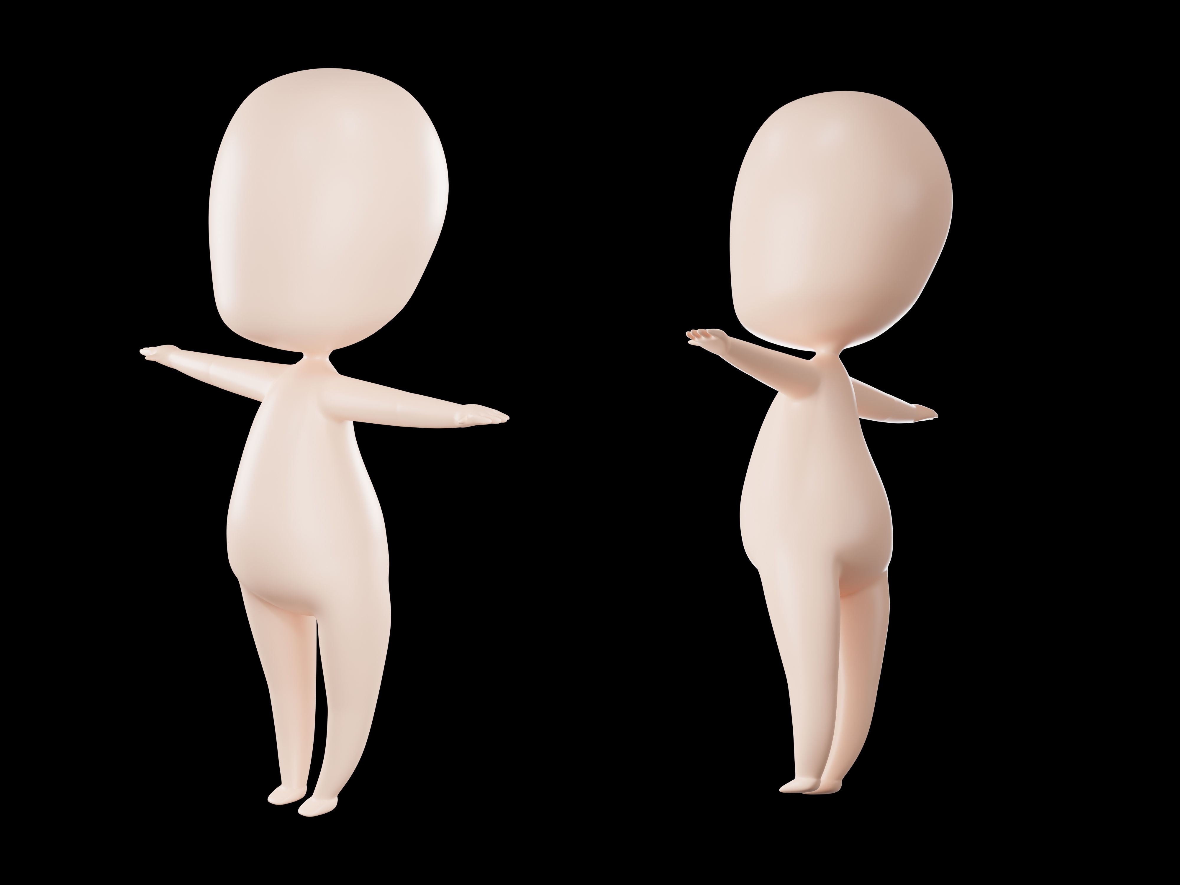 3d Low poly Cute Chibi Base Mesh Body Model free VR / AR / low-poly 3D ...