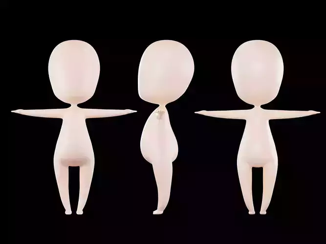 3d Low poly Cute Chibi Base Mesh Body Model Free low-poly 3D model
