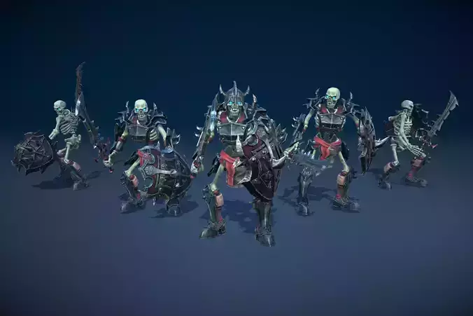 Skeleton Warrior With One-Handed Sword And Shield Tier3