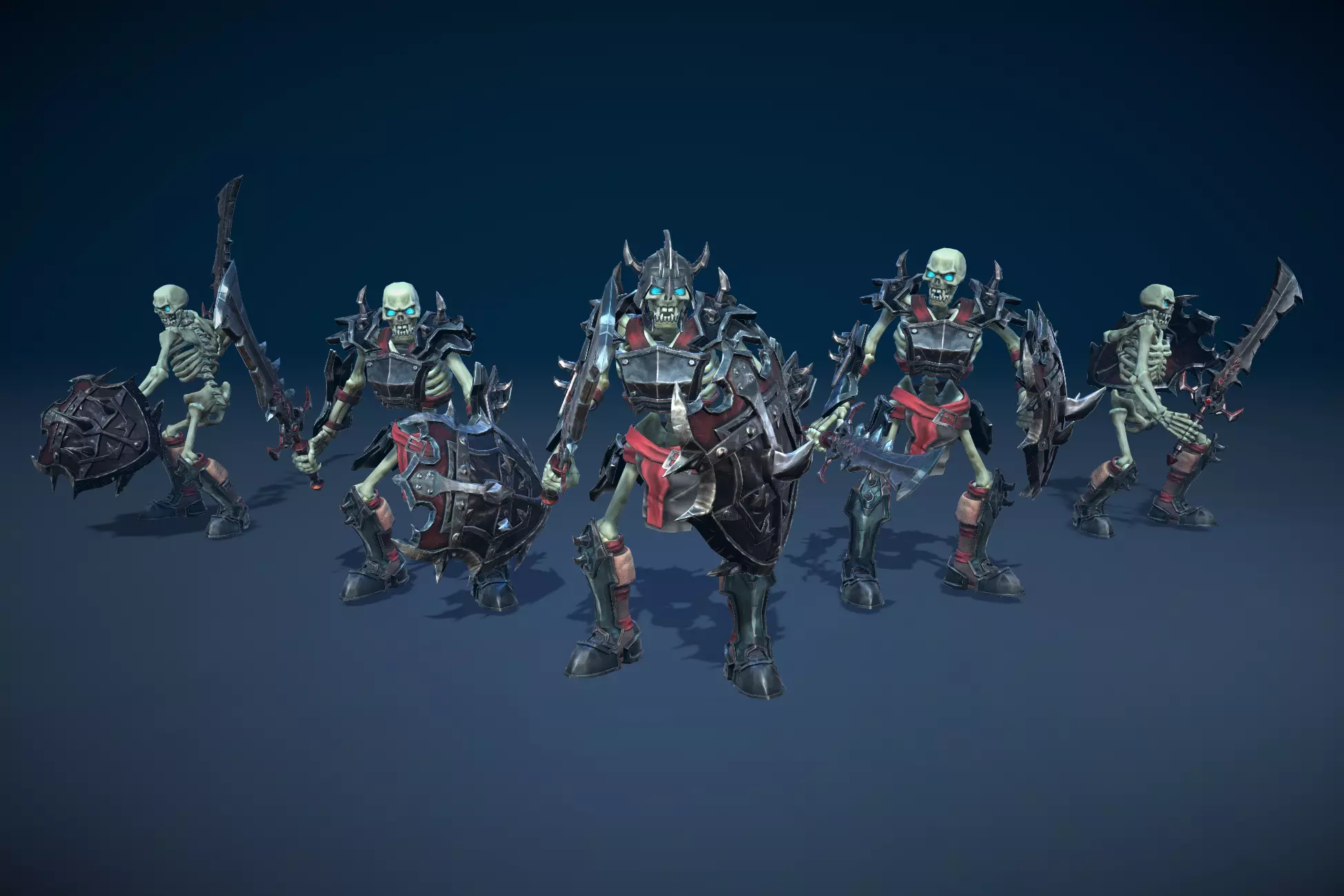 Skeleton Warrior With One-Handed Sword And Shield Tier3 Low-poly 3D model_0