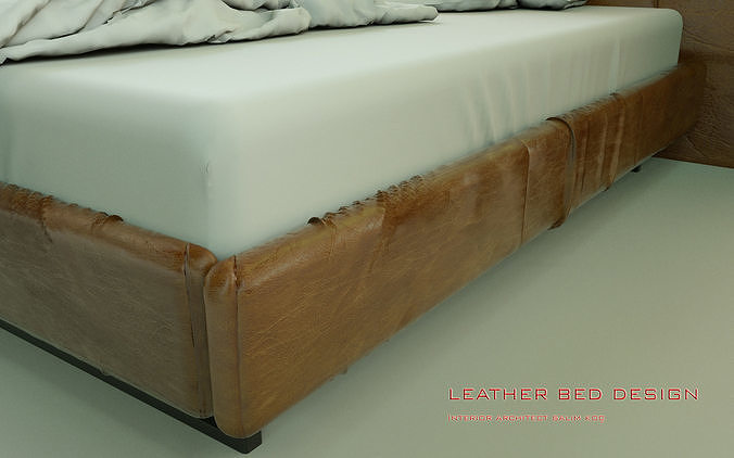 leather bed design 3D model 7