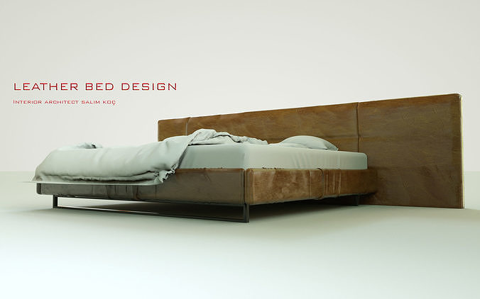leather bed design 3D model 6