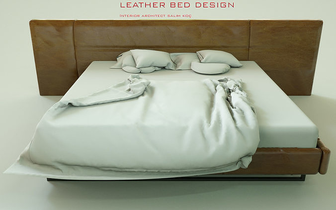 leather bed design 3D model 5