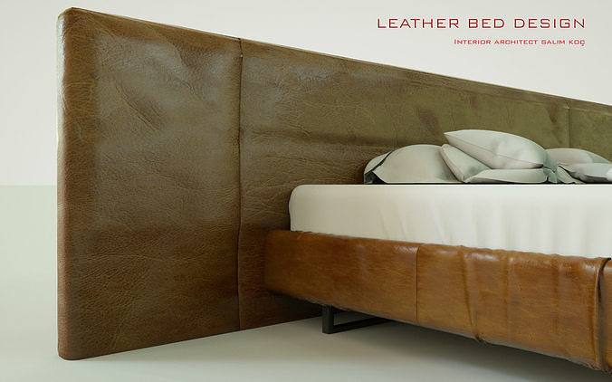 leather bed design 3D model 2