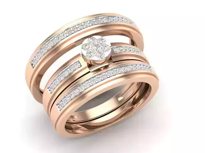 Diamond jewelry trio set wedding rings