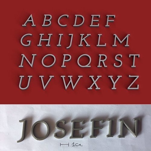 JOSEFIN uppercase and lowercase 3D Letters STL FILE 3D print model