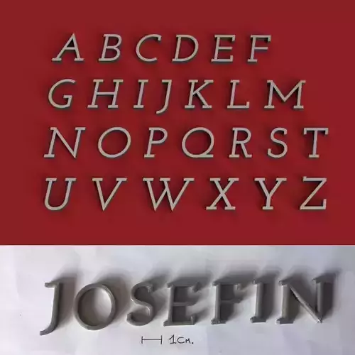 JOSEFIN uppercase and lowercase 3D Letters STL FILE