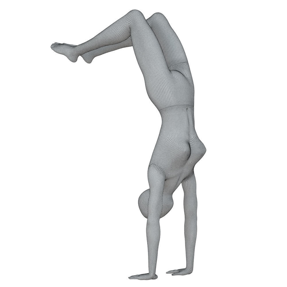 Female gray mannequin stands on hands 88 3D model_5