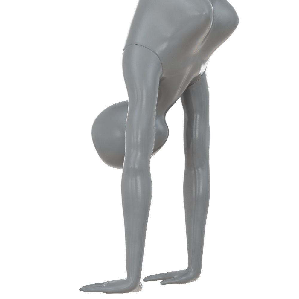 Female gray mannequin stands on hands 88 3D model_4