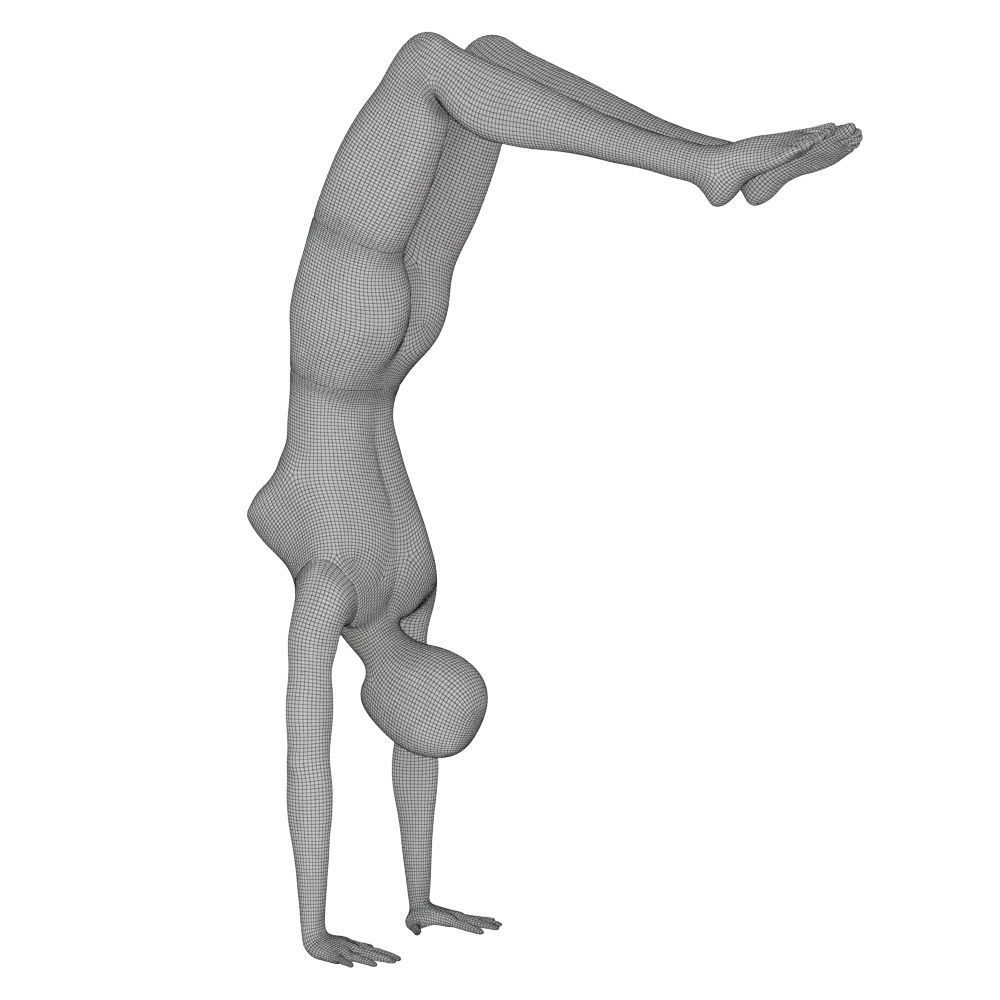 Female gray mannequin stands on hands 88 3D model_6