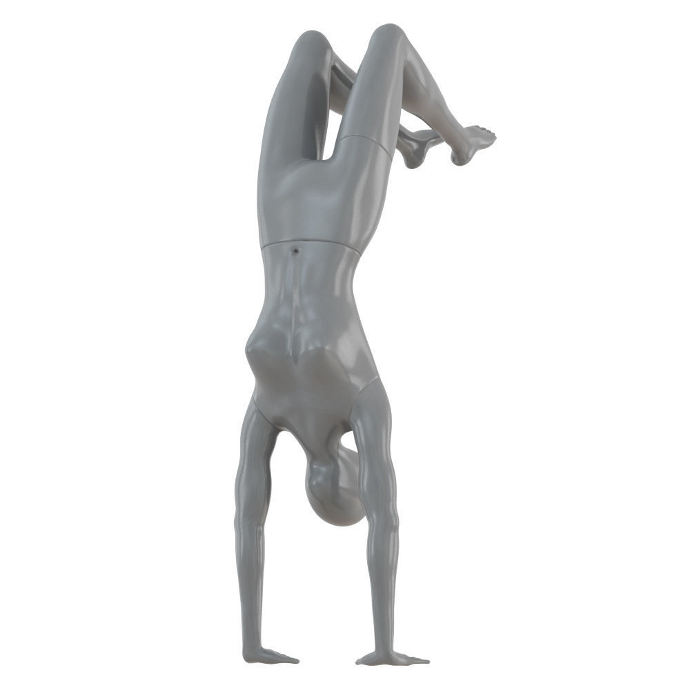 Female gray mannequin stands on hands 88 3D model_2
