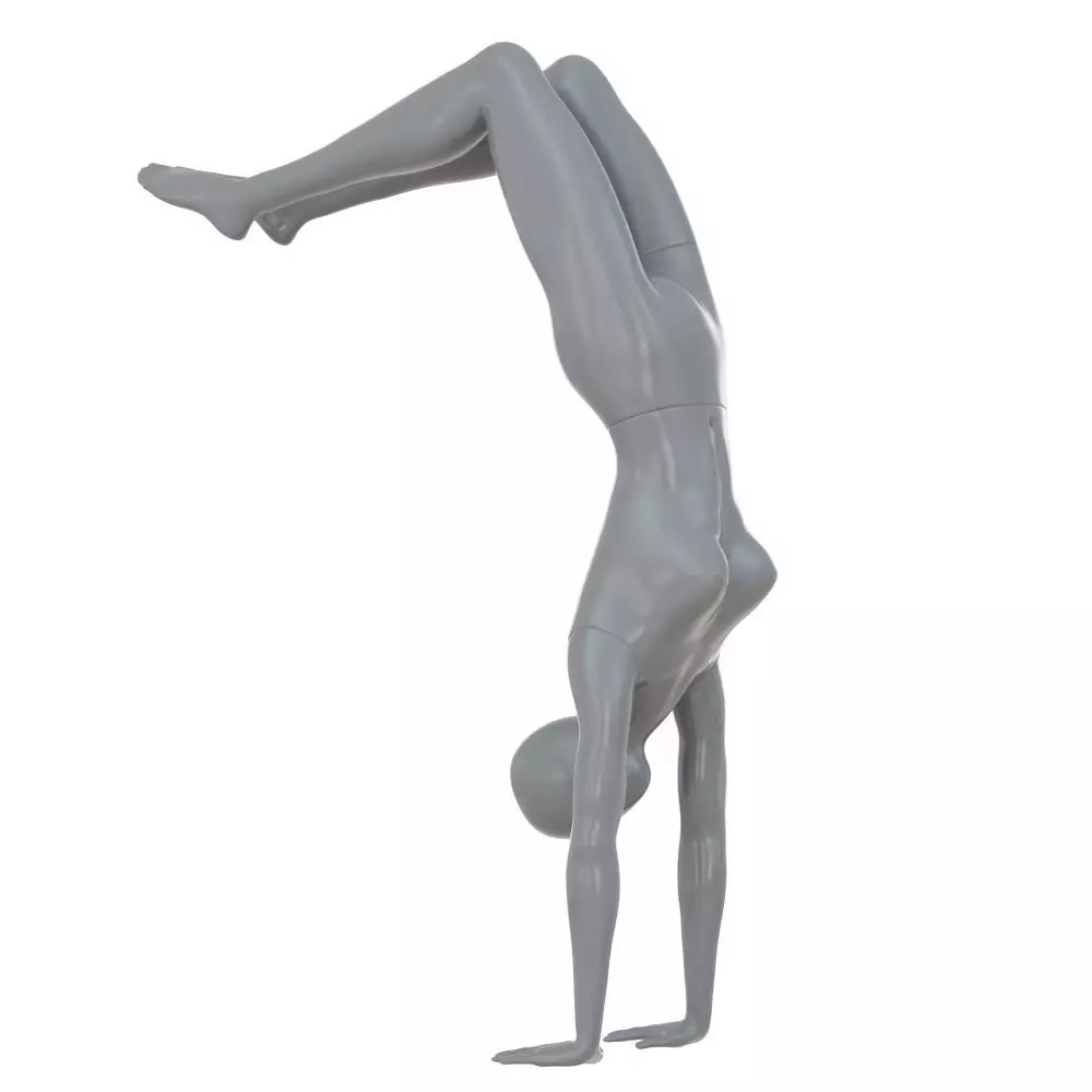 Female gray mannequin stands on hands 88 3D model_0