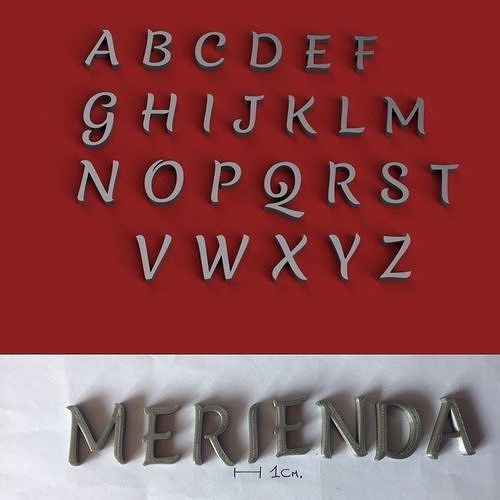 MERIENDA uppercase and lowercase 3D Letters STL FILE 3D print model