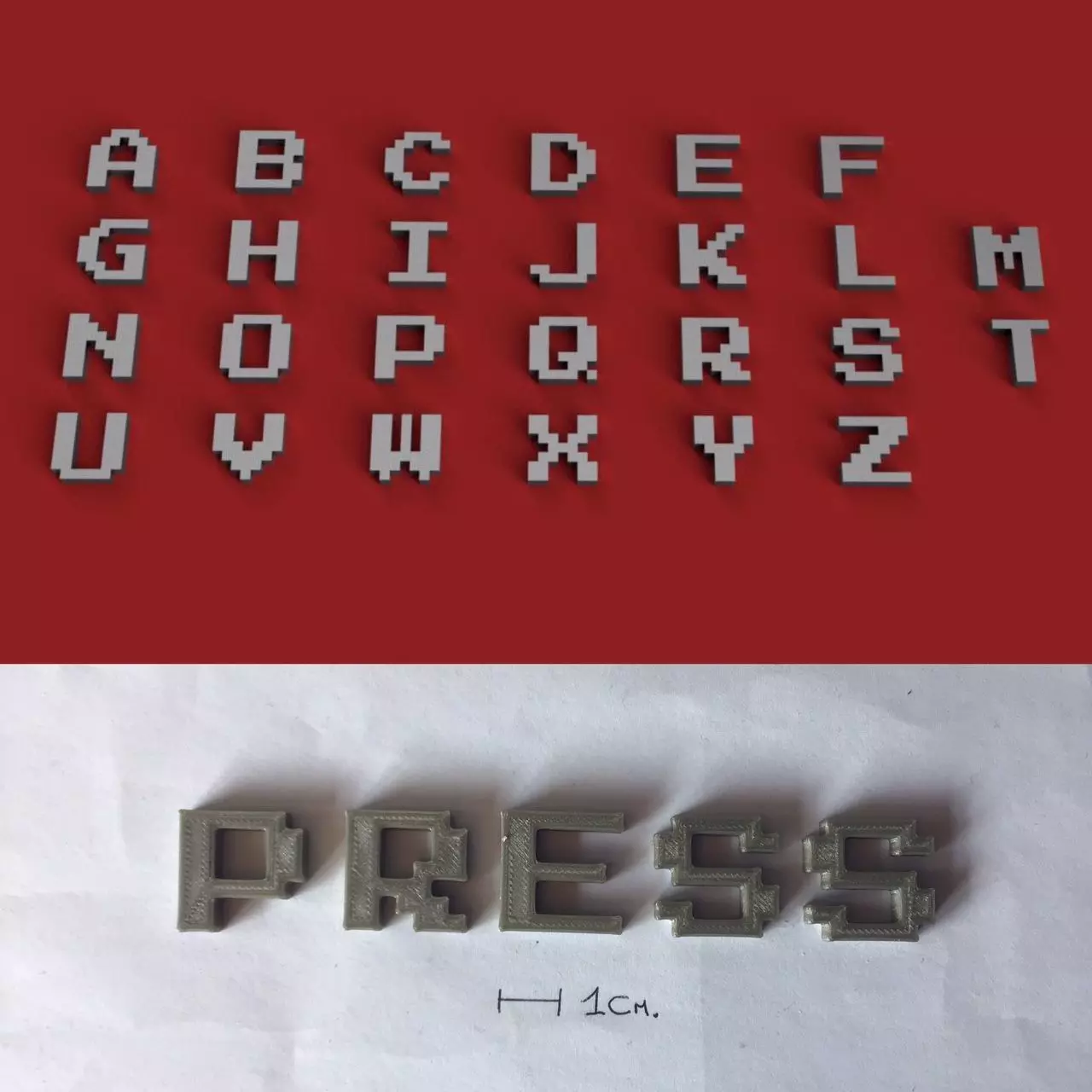 PRESS uppercase and lowercase 3D Letters STL FILE 3D print model
