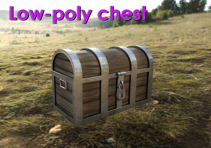 Low-poly chest of treasure Free low-poly 3D model