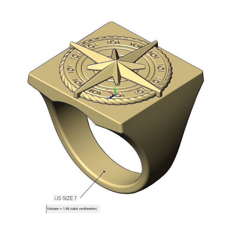 Compass ornament square ring US size 7to13 3D print model_15