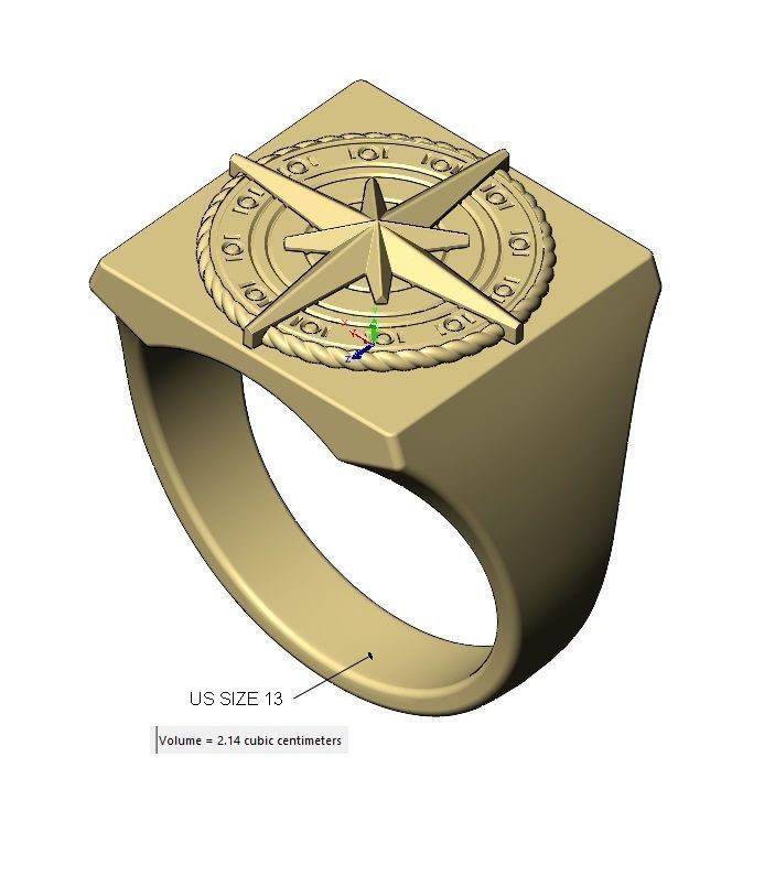 Compass ornament square ring US size 7to13 3D print model_16