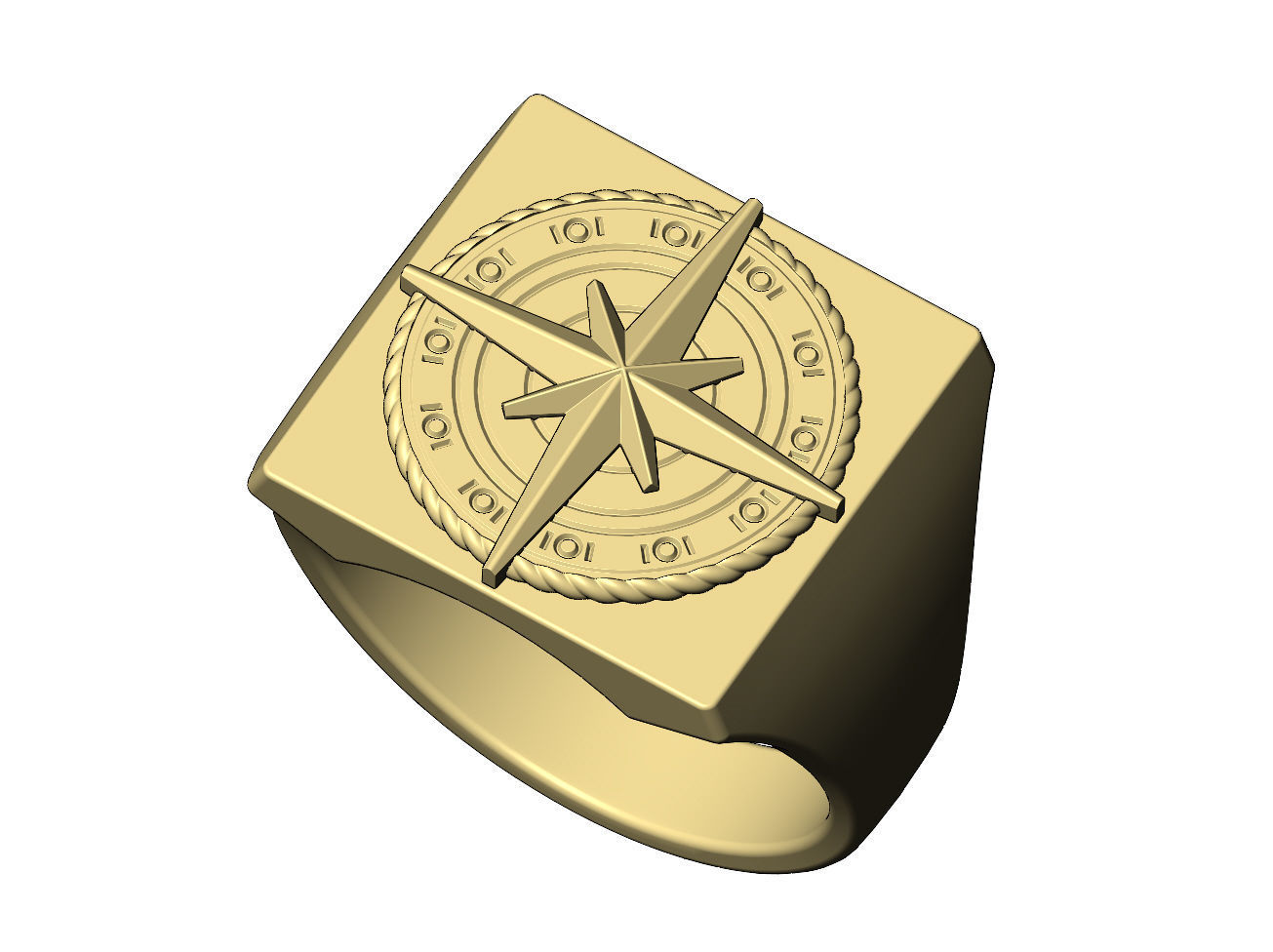 Compass ornament square ring US size 7to13 3D print model_4